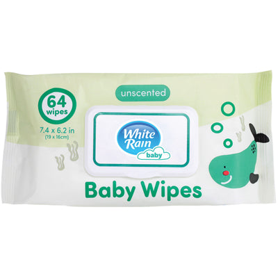 WHITE RAIN BABY WIPES 64's UNSCENTED (cs/12)