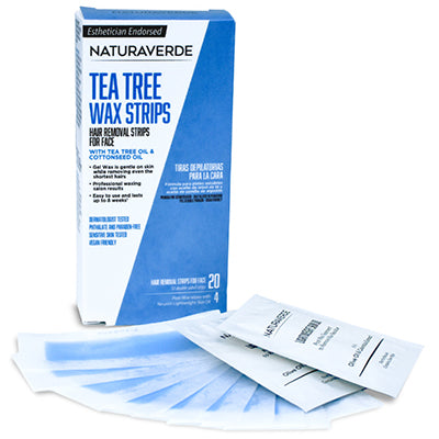 NATURAVERDE TEA TREE GEL WAX STRIPS FOR FACE 20 PC