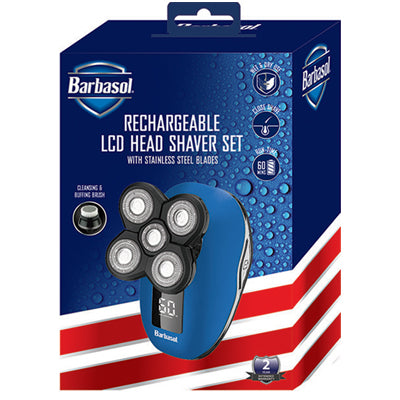 BARBASOL RECHARGEABLE LCD HEAD SHAVER SET